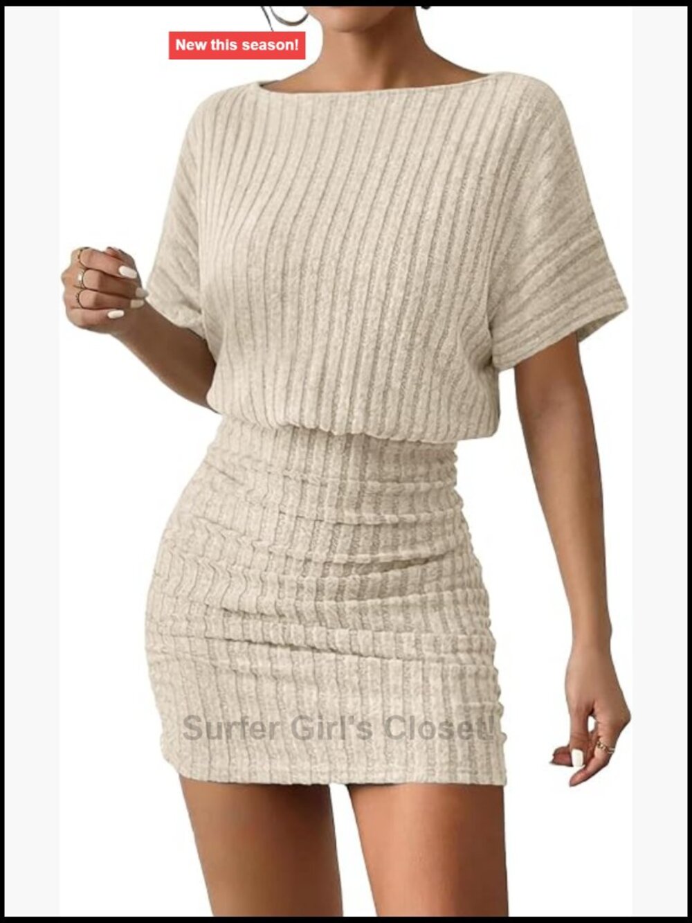 Sexy Ribbed Knit Bodycon Mini Dress Short Sleeve Club Party Summer